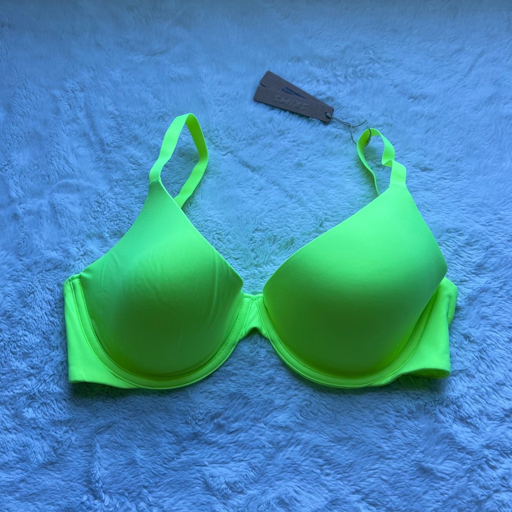 Skims Fits Everybody Scoop Plunge Bra Green Highlighter Neon 32DDDD BR-UWR-1997